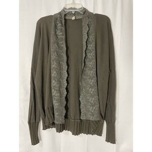 Anthropologie Tiny Olive Green Linen Blend Lightweight Cardigan Sweater M